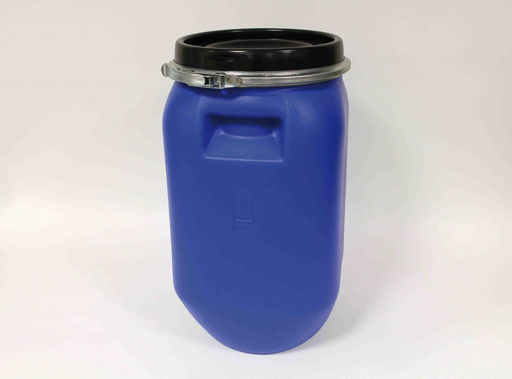 Fût plastique alimentaire bleu 30 litres à ouverture totale - Homologués UN